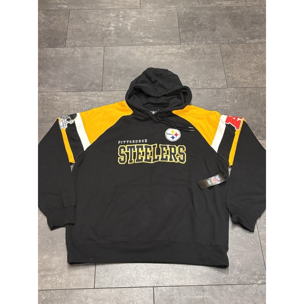 Pittsburgh Steelers Hoodie Men's 2XL Black Yellow AFC Patch Embroidered XXL NEW